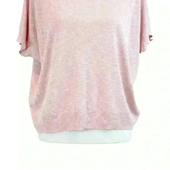 Ellen Tracy Pink Knit Crew Neck Sweater Short Dolman Sleeves SIze Large - Picture 6 of 7